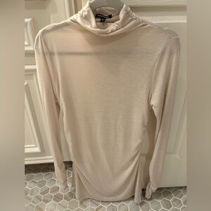 Express Nude Sheer Sweater and Beige Mock Neck Cable by Generation A.